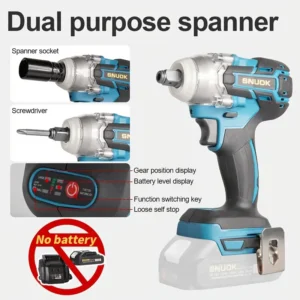 เครื่องมือไฟฟ้าไร้สาย SNUOK 18V Brushless Electric Wrench, 280N.m